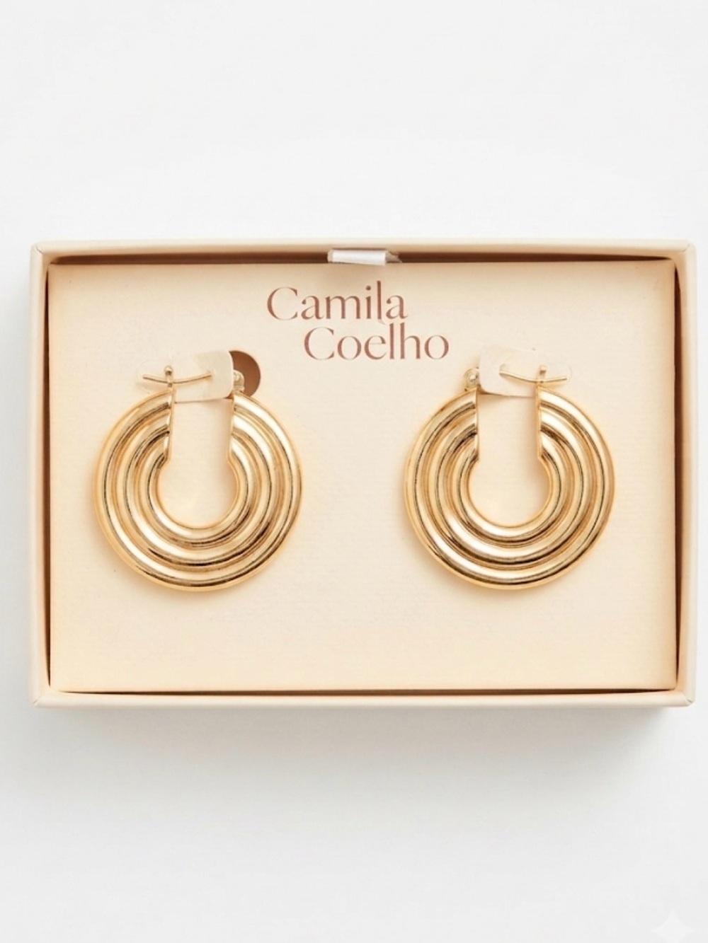 NWT ⚜️💛⚜️ CAMILA COELHO Golden Toned Triple Layer Hoop Earrings